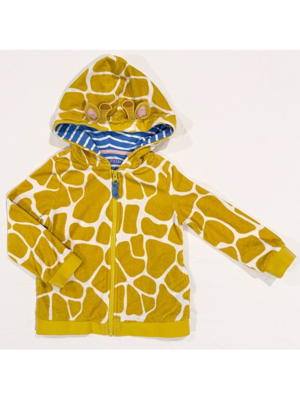 Mini Boden Giraffe Toweling Hoodie Girls 3-4 Y Boys Swim Cover Up Full Zip